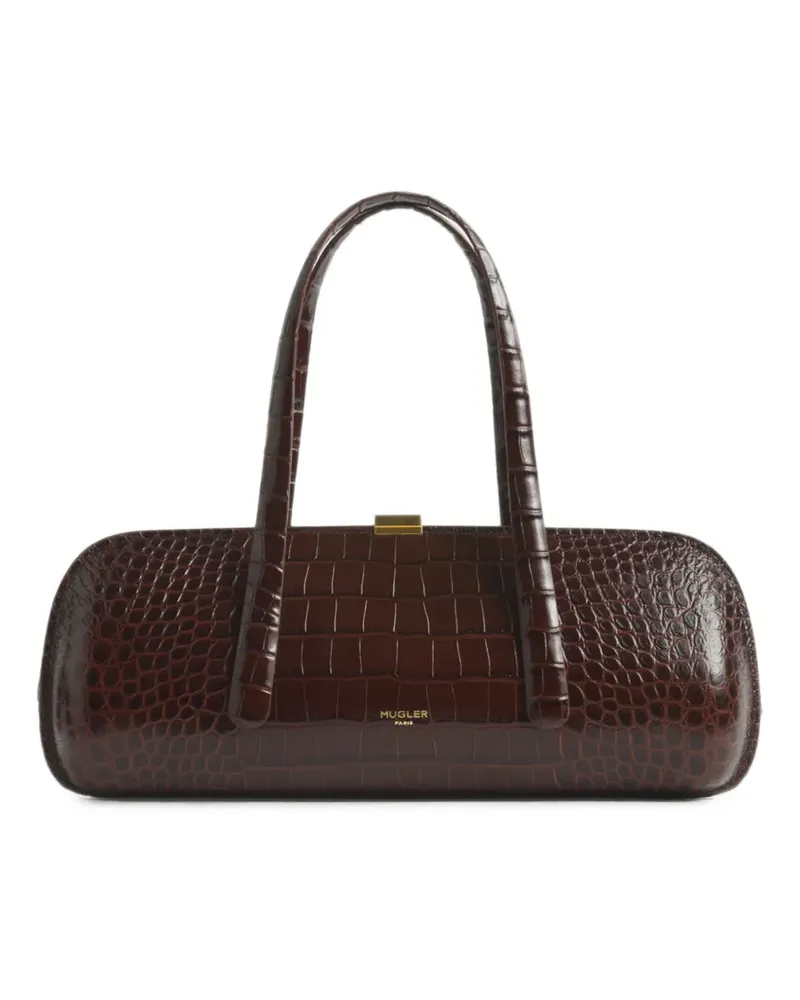 Thierry Mugler Braune Aurora Tasche mit Kroko-Effekt Braun