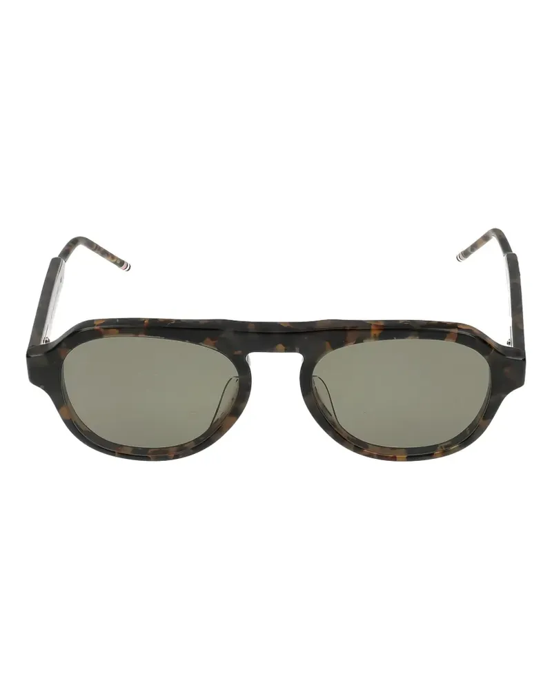 Thom Browne tortoiseshell-effect geometric-frame sunglasses - Braun Braun