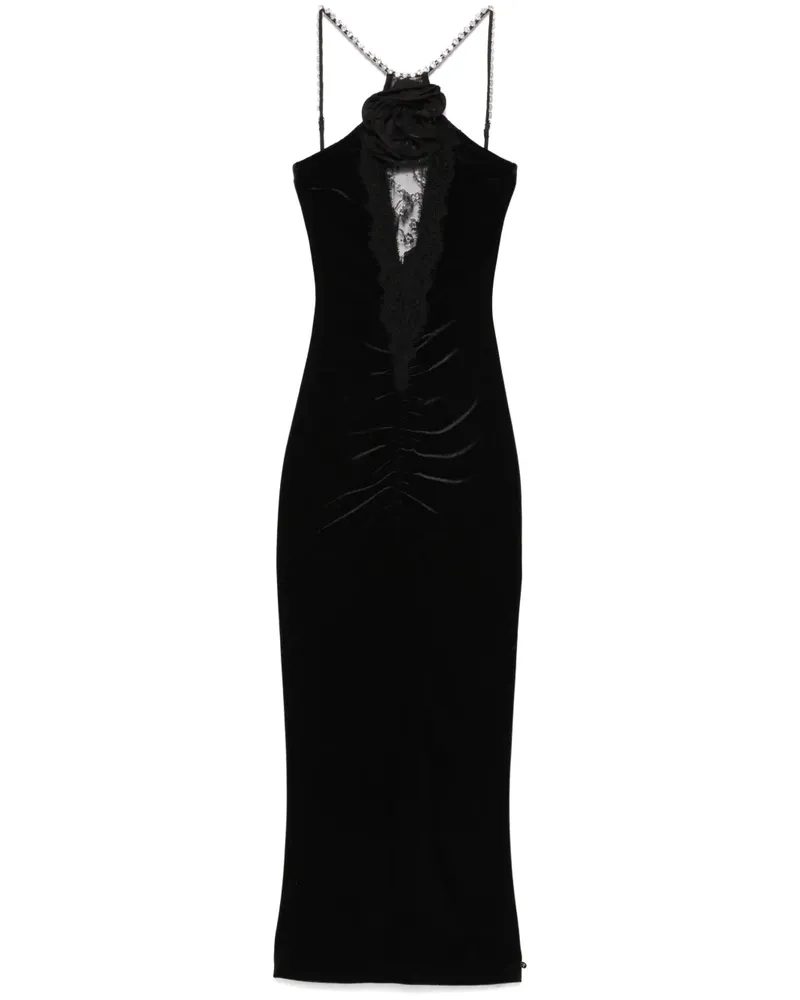 NISSA Midikleid aus Samt mit Blumenapplikation - Schwarz Schwarz