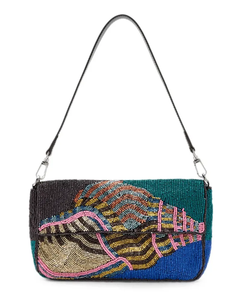 STAUD Timmy bead-embellished shell-motif shoulder bag - Schwarz Schwarz