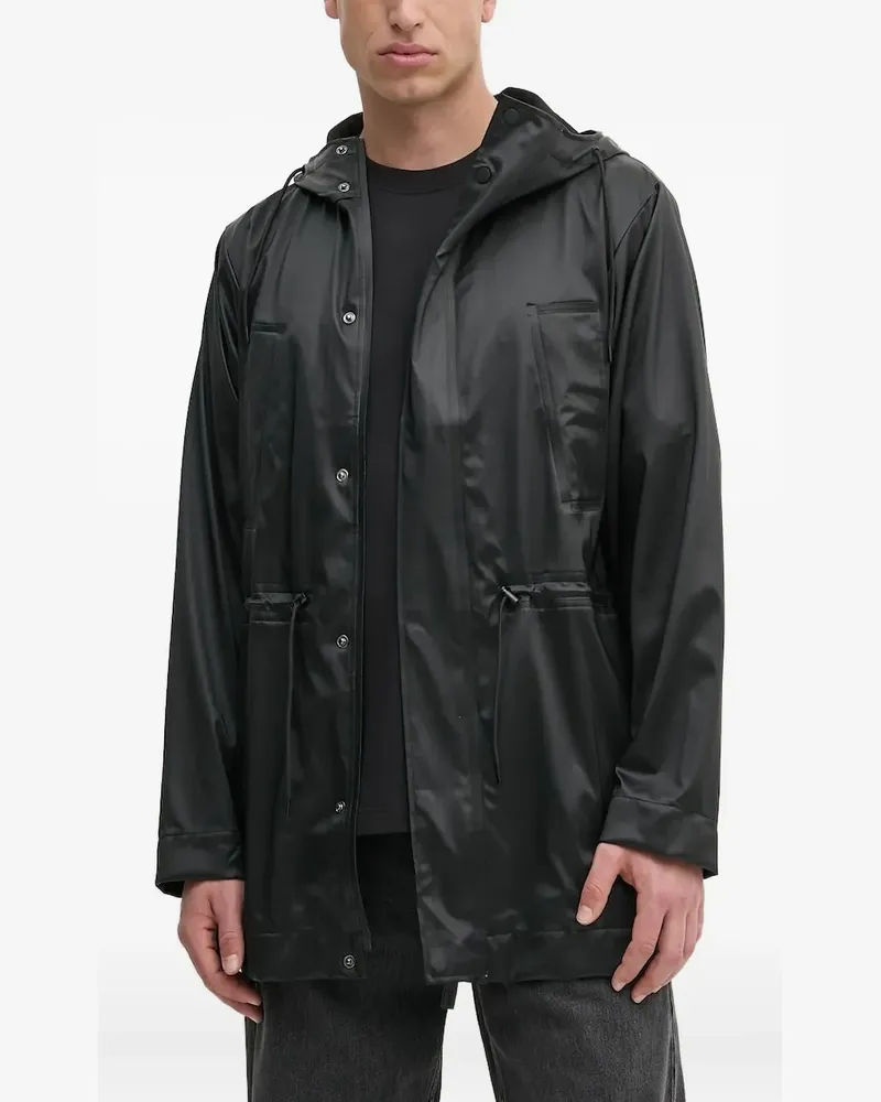 RAINS Kapuzenjacke mit Kordelzug - Schwarz Schwarz
