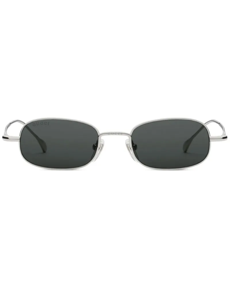 Gucci Eckige Sonnenbrille mit Logo-Gravur - Silber Silber