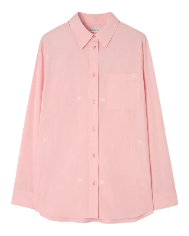 Burberry Gestreiftes Equestrian Knight Fil Coupé Hemd - Rosa Rosa