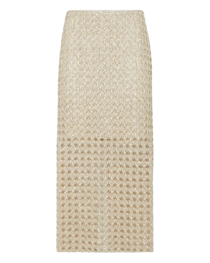 Brunello Cucinelli Perforierter Midirock - Nude Nude
