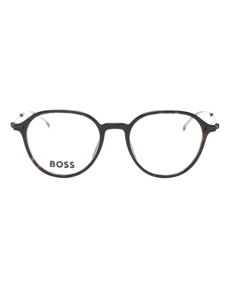 HUGO BOSS tortoiseshell-effect round-frame glasses - Braun Braun