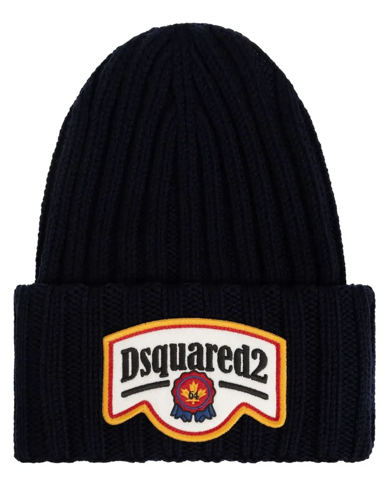 Dsquared2 Beanie mit Logo-Patch - Schwarz Schwarz