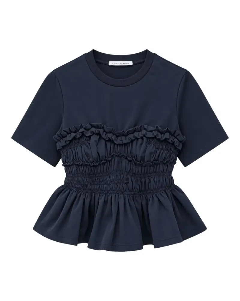 Cecilie Bahnsen ruched peplum T-shirt - Blau Blau
