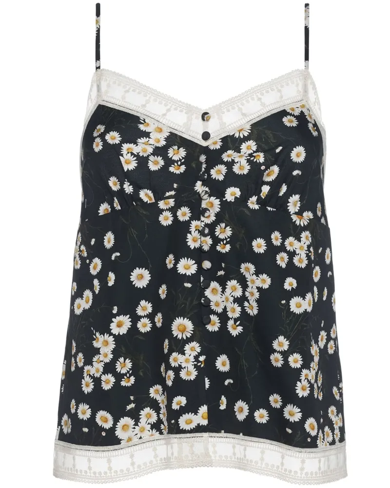 Eres Toi Pyjama-Oberteil mit Blumen-Print - Schwarz Schwarz