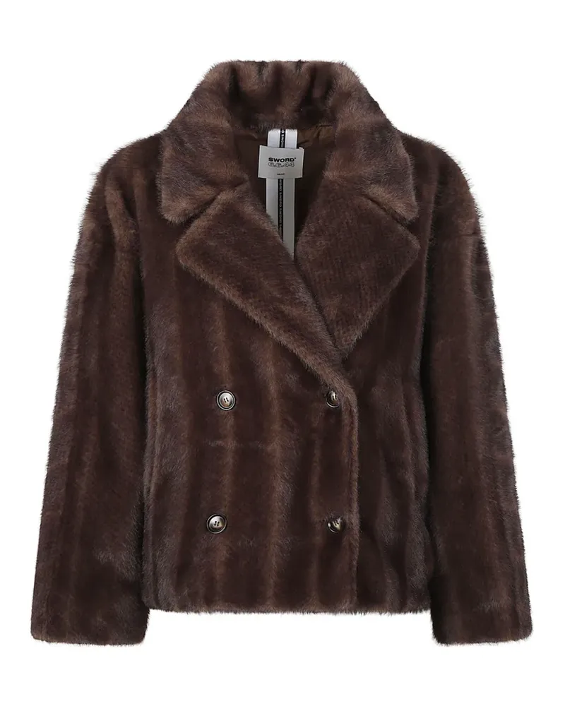 s.w.o.r.d 6.6.44 faux-fur double-breasted jacket - Braun Braun