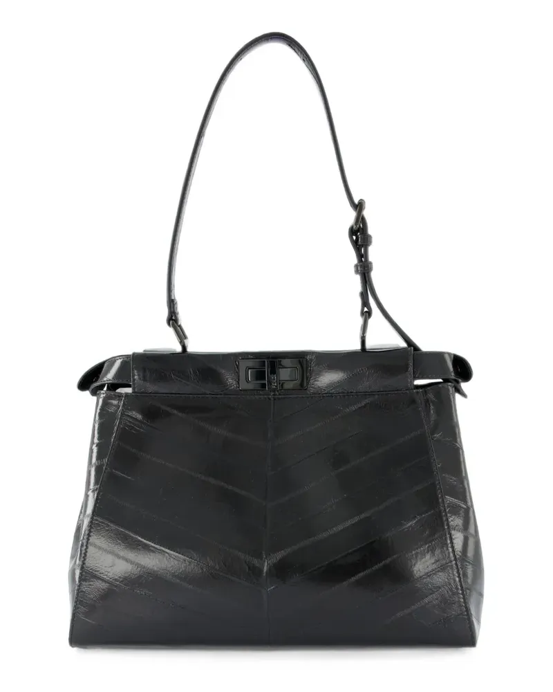 Fendi Mittelgroße Peekaboo Schultertasche aus Leder - Schwarz Schwarz