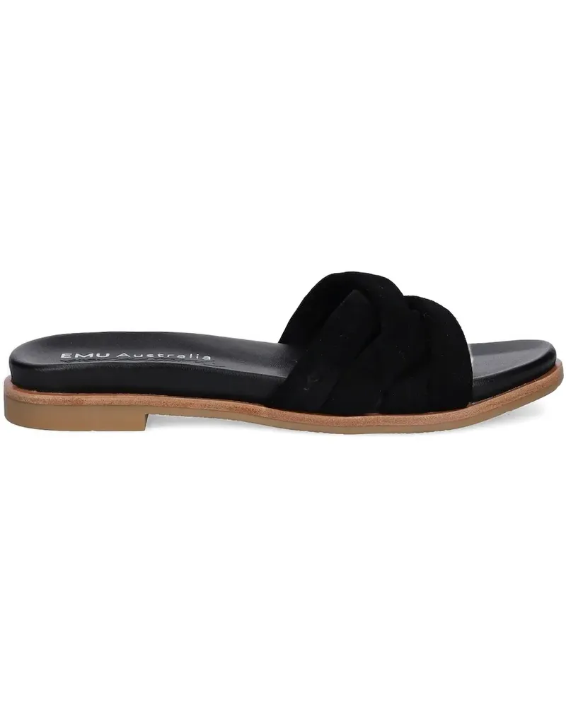 EMU Flache Ikara Sandalen aus Wildleder - Schwarz Schwarz