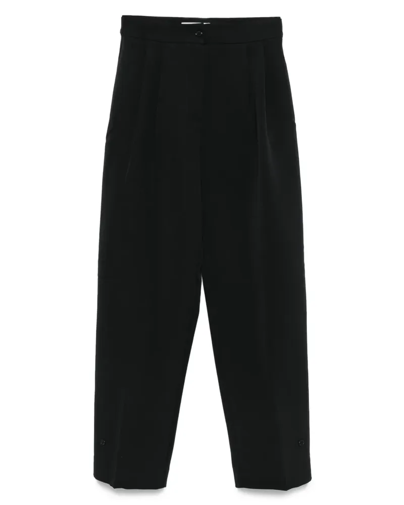 FRANKIE Shop Geknöpfte Hose mit Falten - Schwarz Schwarz
