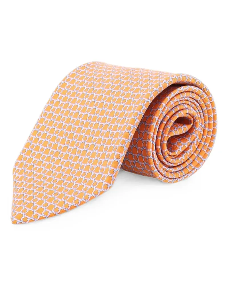 Ferragamo Seidenkrawatte mit geometrischem Print - Orange Orange