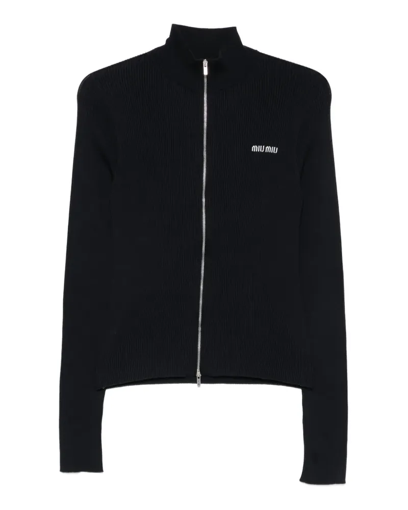 Miu Miu ribbed zip-up cardigan - Blau Blau