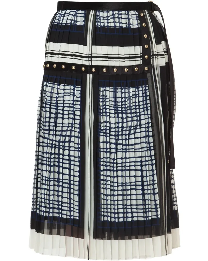 Sacai Plisseerock mit Print - Weiß Weiß