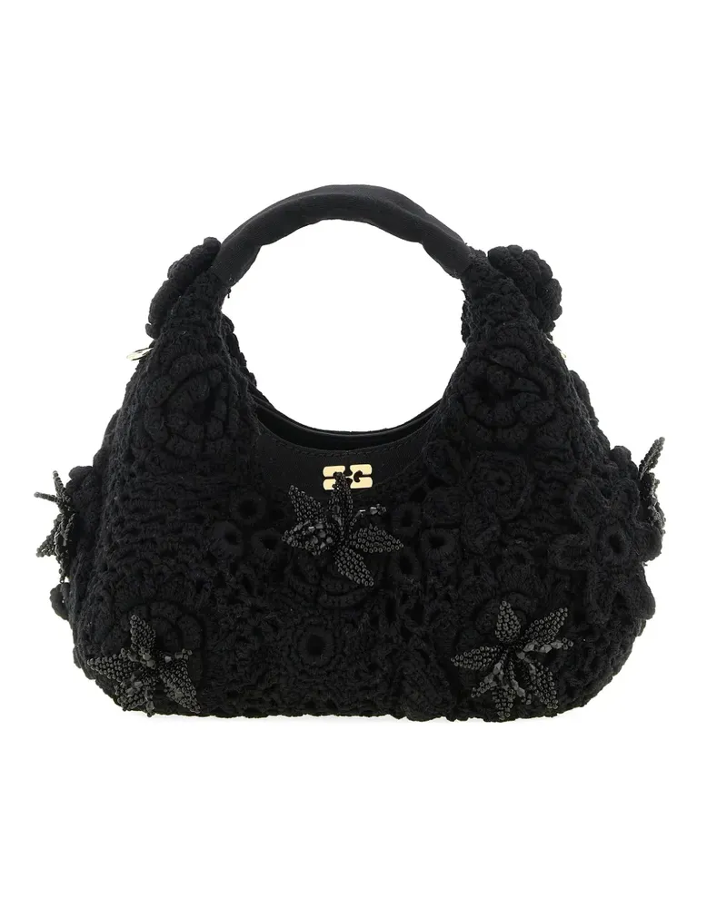 Ganni beaded crochet tote bag - Schwarz Schwarz
