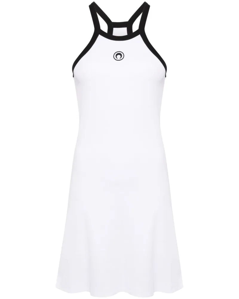 Marine Serre Geripptes Kleid - Weiß Weiß