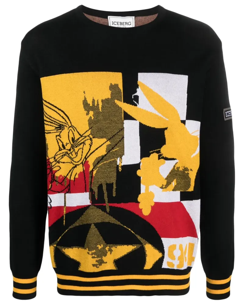 Iceberg Pullover mit Cartoon-Print - Schwarz Schwarz