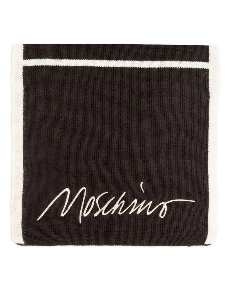 Moschino Gestreifter Schal mit Stickerei - Braun Braun