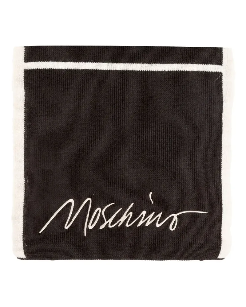 Moschino Gestreifter Schal mit Stickerei - Braun Braun