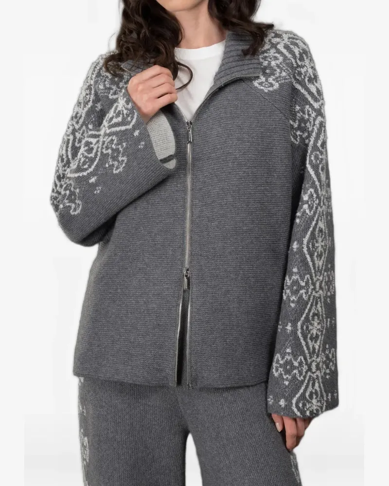 MOORER Trisha-Xsj intarsia-knit zip-up cardigan - Grau Grau