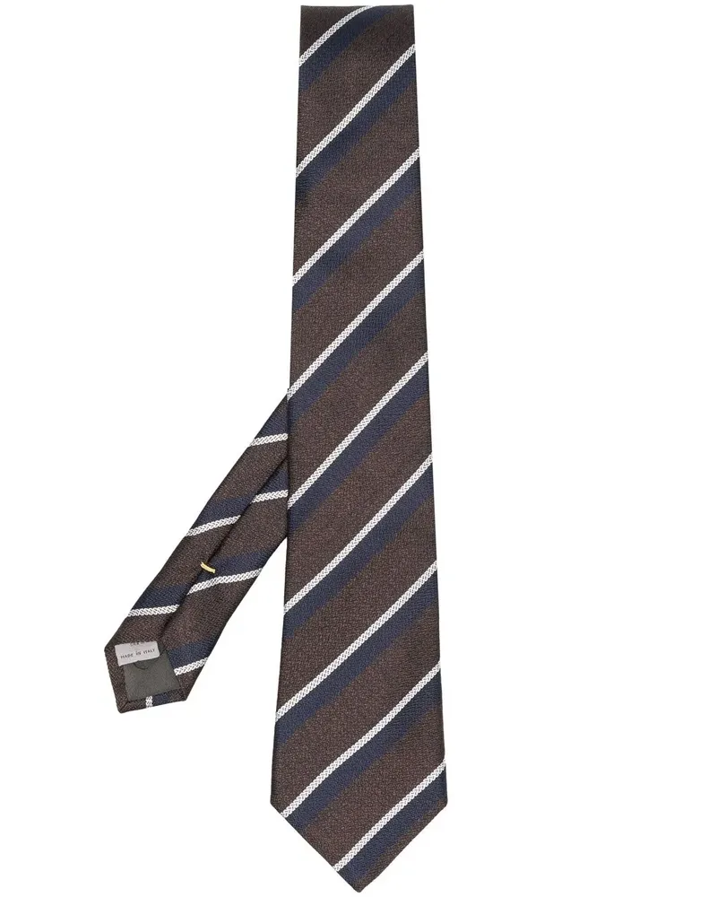 Canali Seidenkrawatte mit diagonalen Streifen - Braun Braun