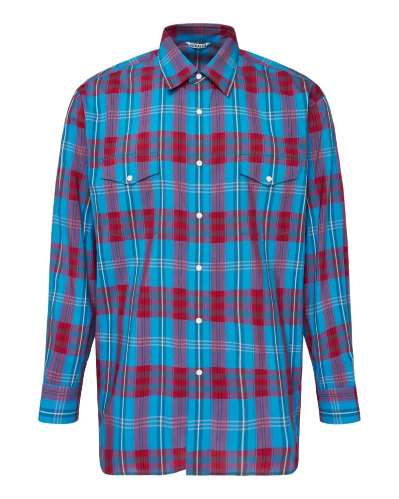 AURALEE check-print Western-style shirt - Blau Blau