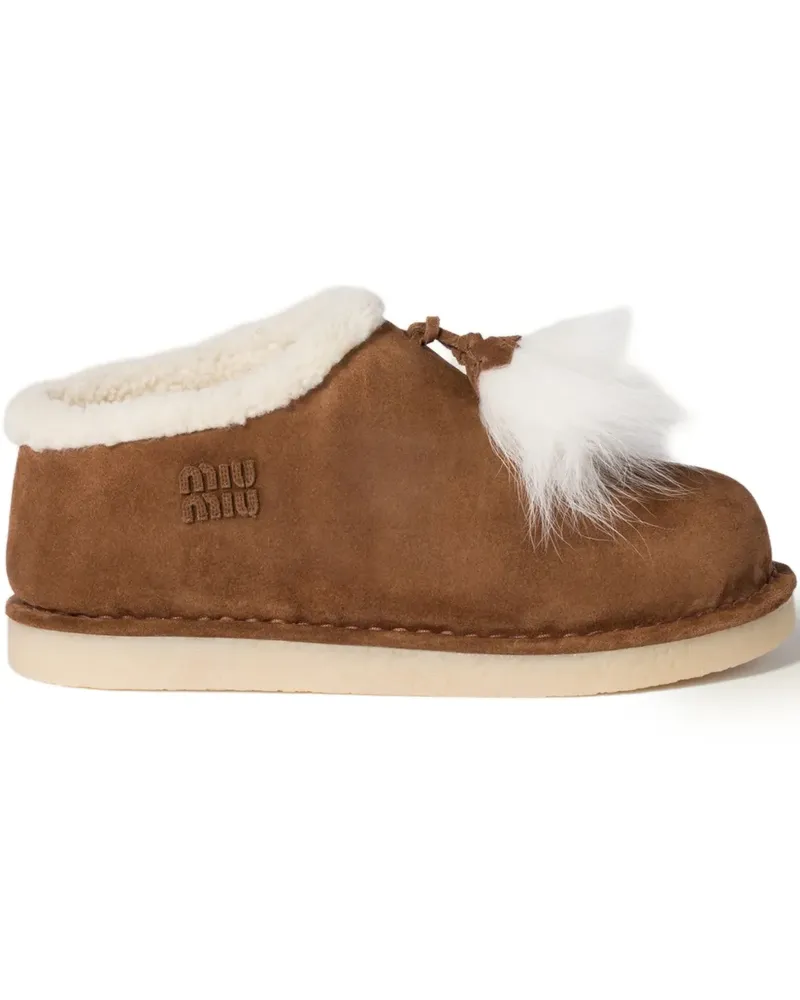Miu Miu Slip-On-Sneakers aus Wildleder mit Logo - Braun Braun