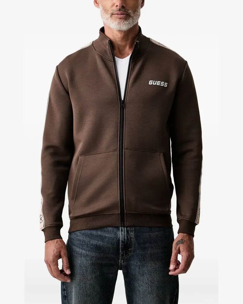 Guess logo-tape zip-up sweater - Braun Braun