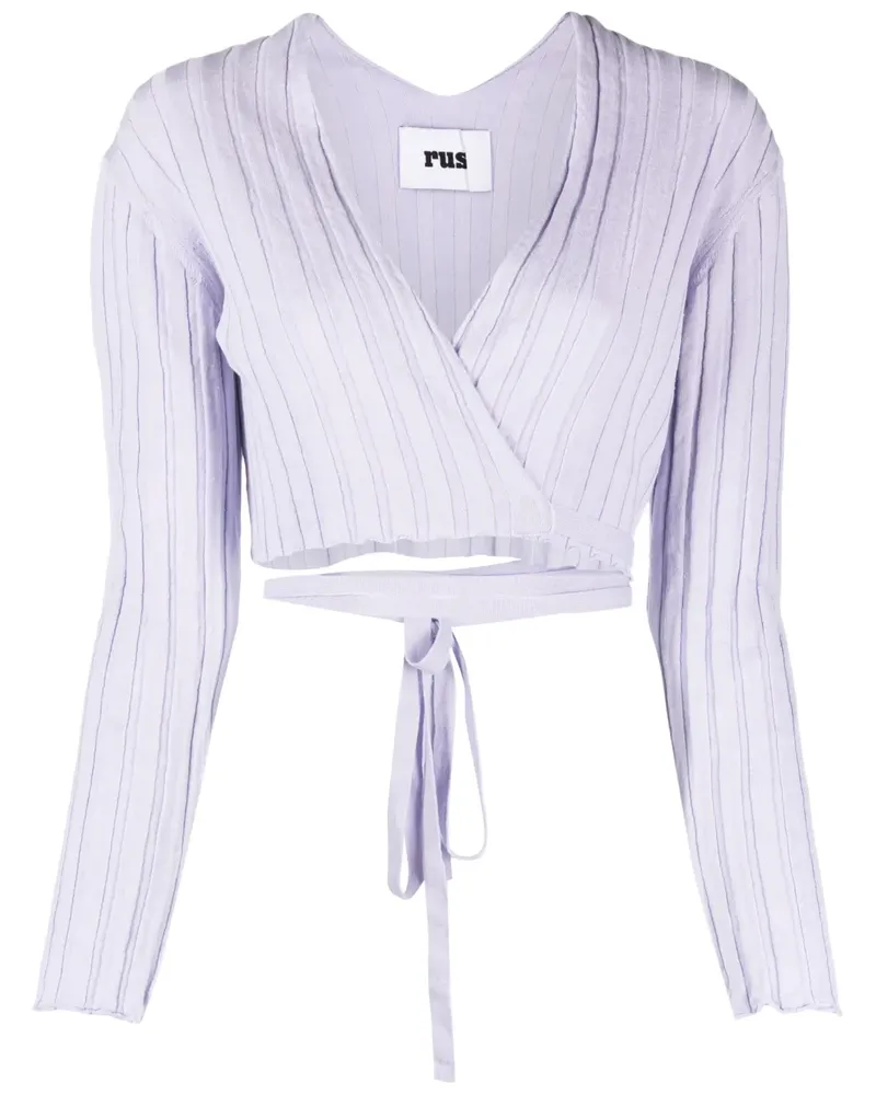 RUS Gerippter Cropped-Cardigan - Violett Violett