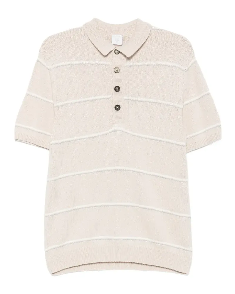 Eleventy Gestricktes Poloshirt mit Streifen - Nude Nude