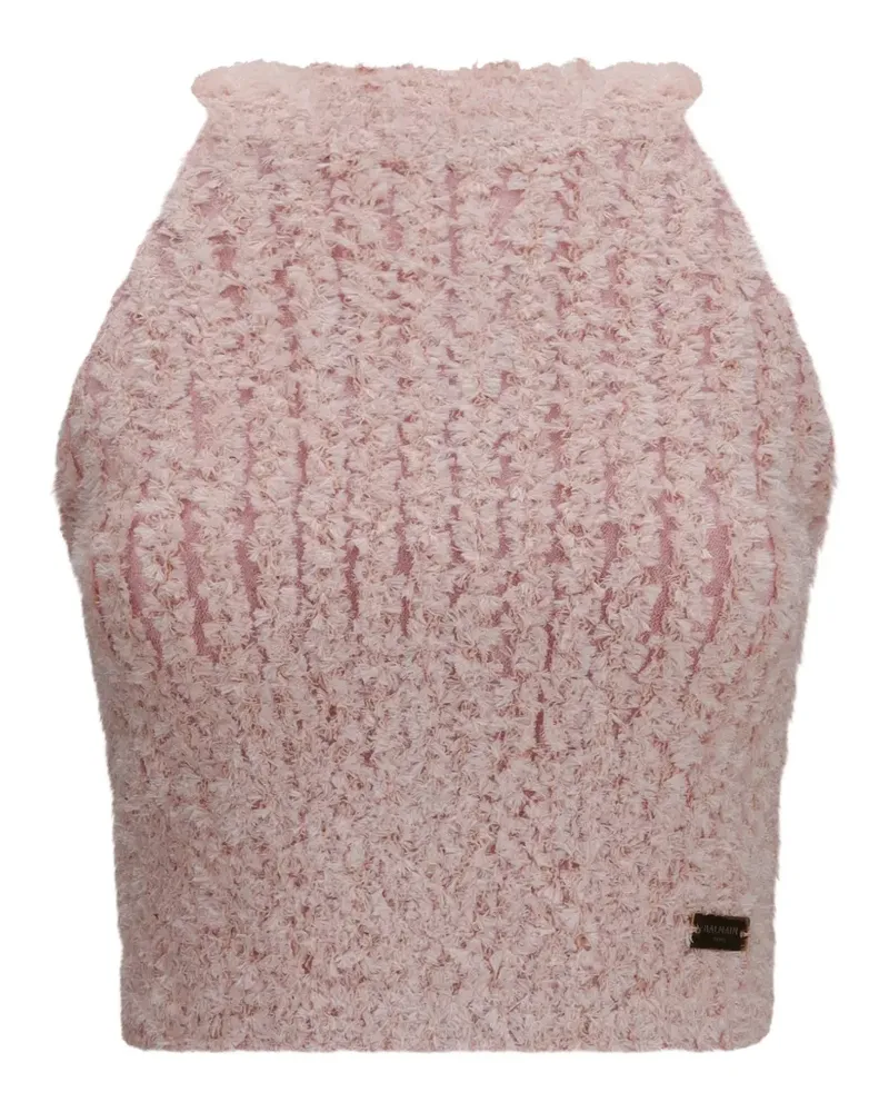 Balmain halterneck knit tweed top - Rosa Rosa
