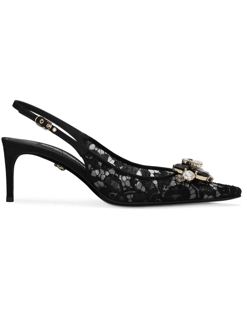 Dolce & Gabbana Rainbow Lace Slingback-Pumps 60mm - Schwarz Schwarz
