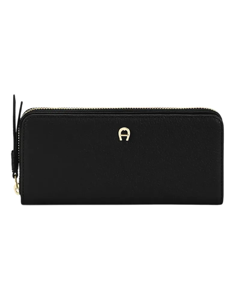 Aigner Paola logo-plaque pebbled-leather wallet - Schwarz Schwarz