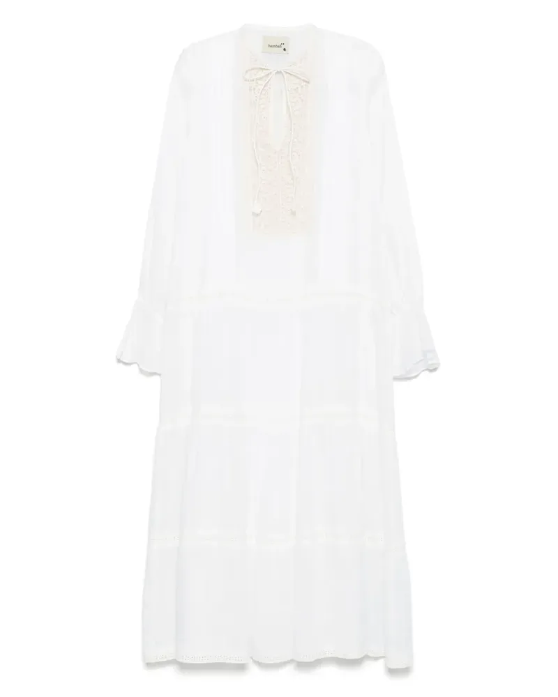 Bambah Blanca Maxikleid mit Häkelbesatz - Weiß Weiß