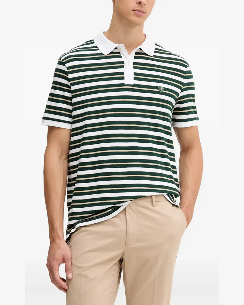 Guess horizontal-stripe logo-patch polo shirt - Grün Grün