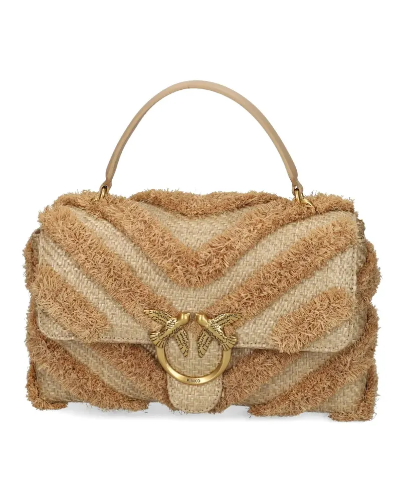Pinko Chevron-Schultertasche mit Fransen - Nude Nude