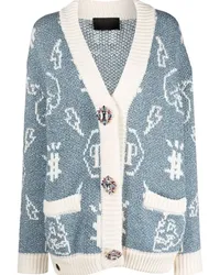 Philipp Plein Cardigan mit Intarsienmuster Blau