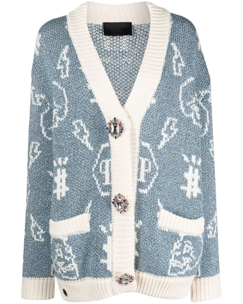 Philipp Plein Cardigan mit Intarsienmuster - Blau Blau