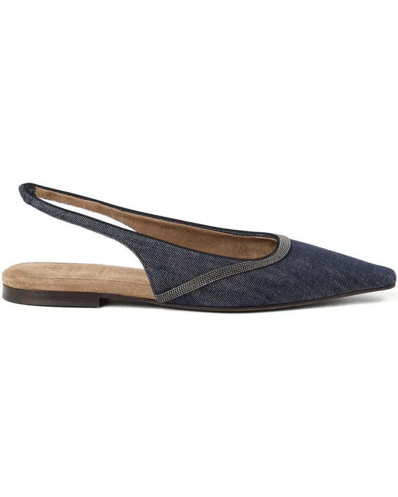 Brunello Cucinelli Ballerinas aus Leder - Blau Blau