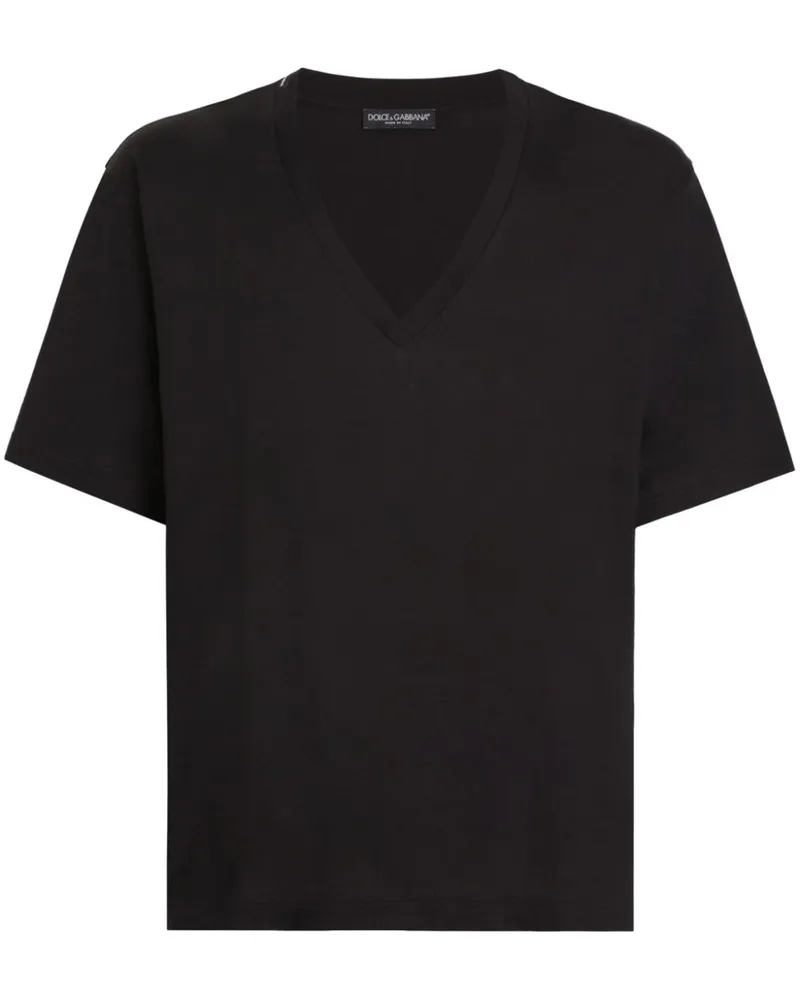 Dolce & Gabbana T-Shirt mit V-Ausschnitt - Schwarz Schwarz