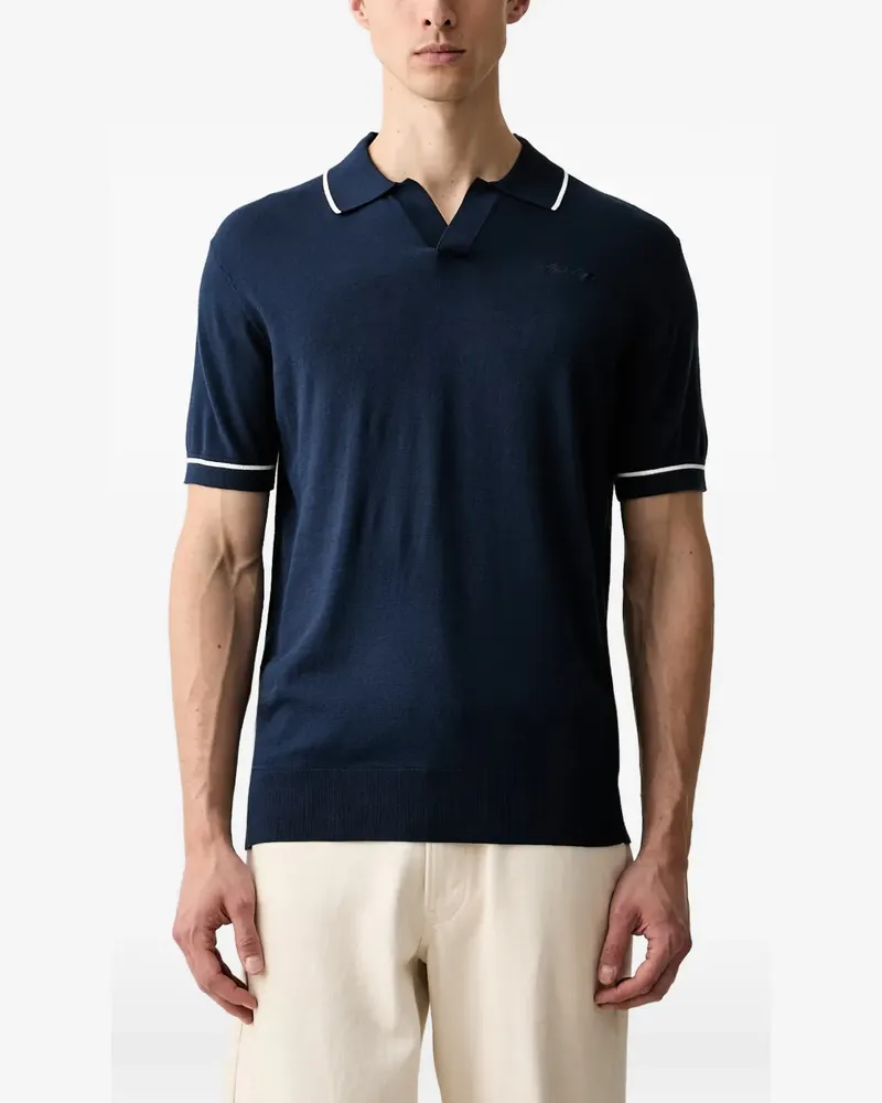 Karl Lagerfeld contrast-trim logo-embroidered polo shirt - Blau Blau