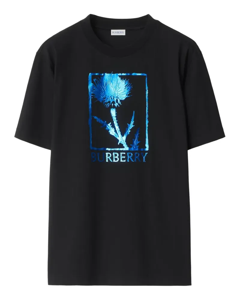 Burberry Thistle T-Shirt mit Metallic-Logo - Schwarz Schwarz