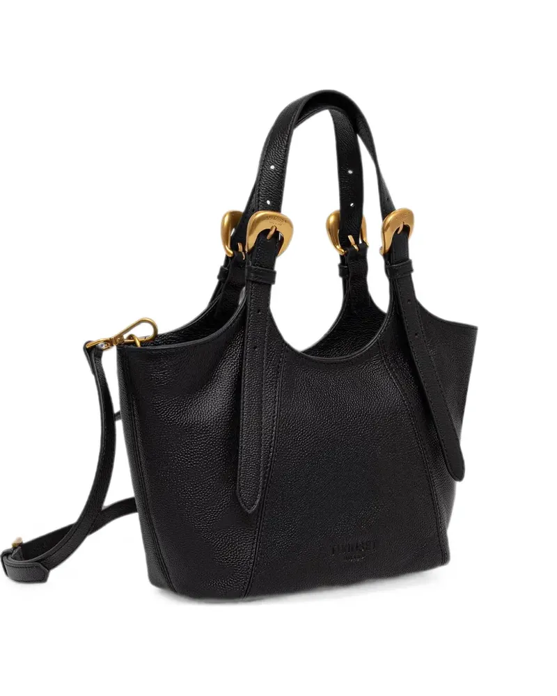 Twin-Set buckle-detail pebbled tote bag - Schwarz Schwarz