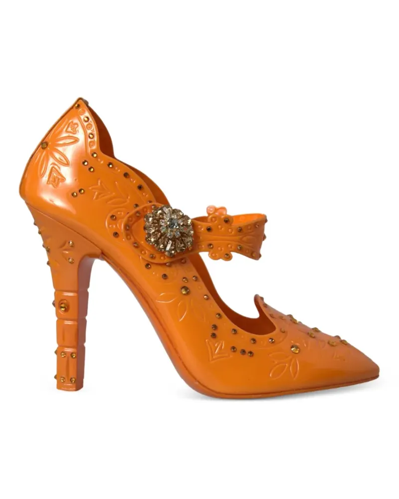 Dolce & Gabbana Kristallverzierte Pumps mit Blumendetail - Orange Orange