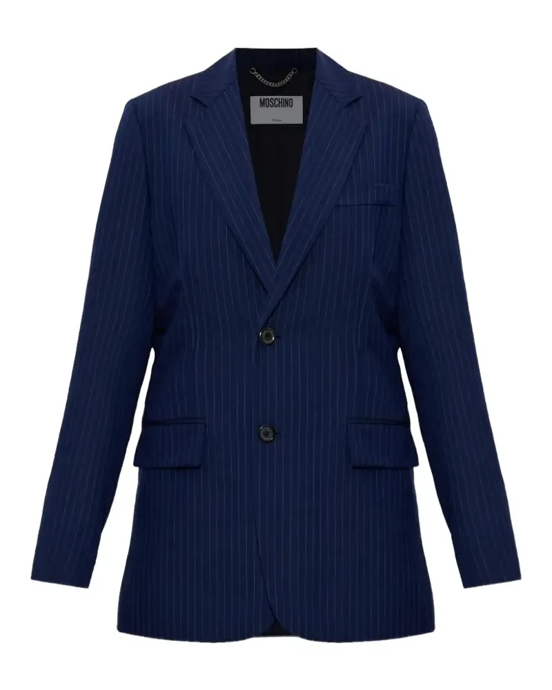 Moschino pinstripe-pattern wool jacket - Blau Blau