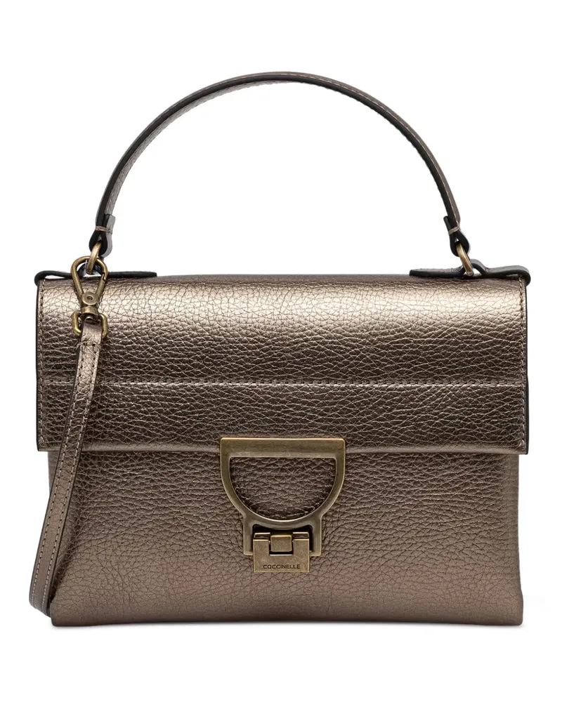 Coccinelle Mini Arlettis Schultertasche aus Leder im Metallic-Look - Braun Braun