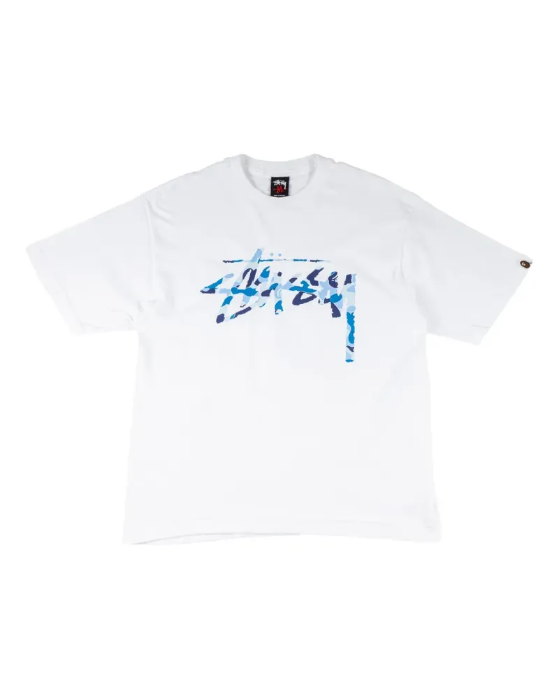 Stüssy x A Bathing Ape Script logo-print T-shirt - Weiß Weiß