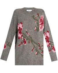 Blumarine Pullover mit aufgestickten Blumen Grau