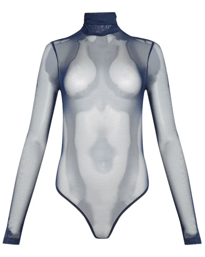 LaQuan Smith Rückenfreier Mesh-Body - Blau Blau